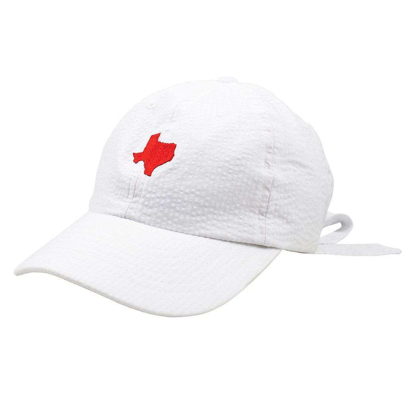 Texas Seersucker Hat in White with Red by Lauren James - Country Club Prep