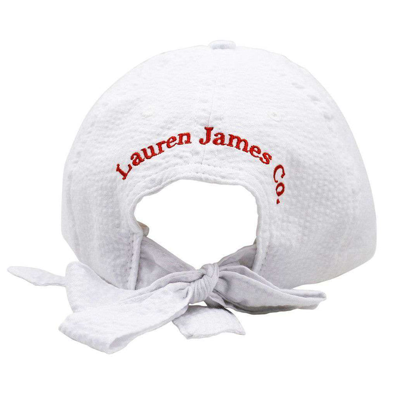 Texas Seersucker Hat in White with Red by Lauren James - Country Club Prep