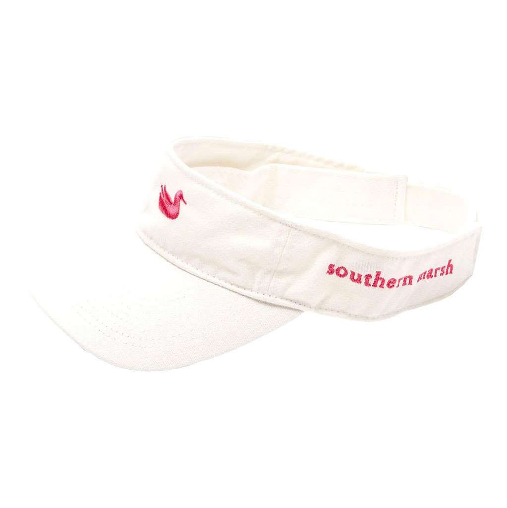 Visor in White with Pink Duck by Southern Marsh - Country Club Prep