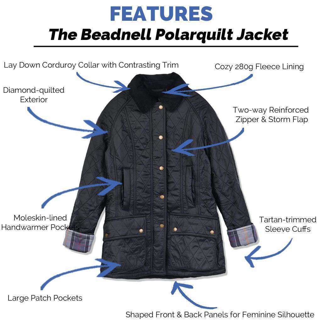 Beadnell Polarquilt Jacket in Black by Barbour - Country Club Prep