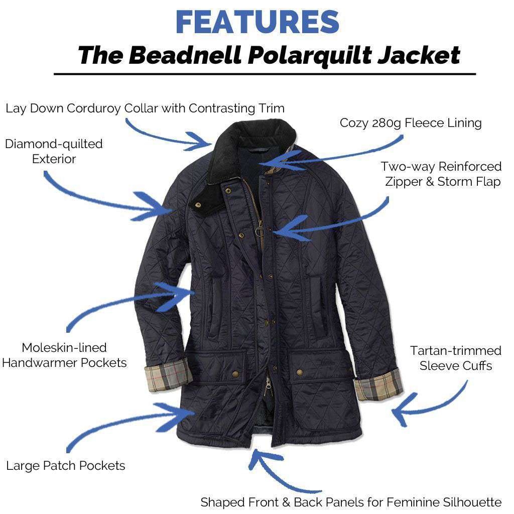 Beadnell Polarquilt Jacket in Navy by Barbour - Country Club Prep