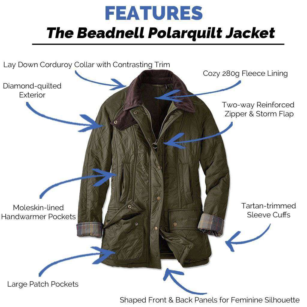 Beadnell Polarquilt Jacket in Olive by Barbour - Country Club Prep