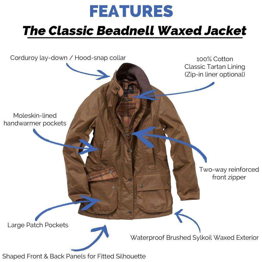 Barbour Classic Beadnell Wax Jacket in Bark – Country Club Prep