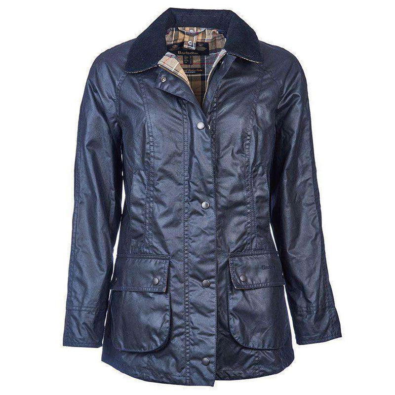 Classic Beadnell Wax Jacket in Navy by Barbour - Country Club Prep