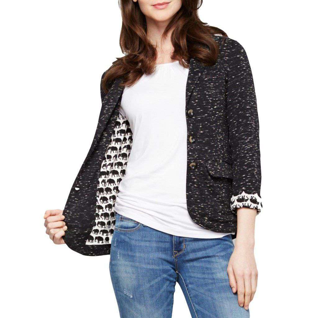 Elephant Lined Knit Blazer in Black by Hatley - Country Club Prep
