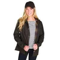 Ladies Utility Waxed Jacket in Olive Green by Barbour - Country Club Prep