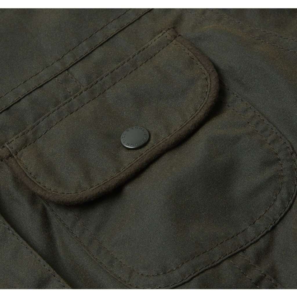 Ladies Utility Waxed Jacket in Olive Green by Barbour - Country Club Prep