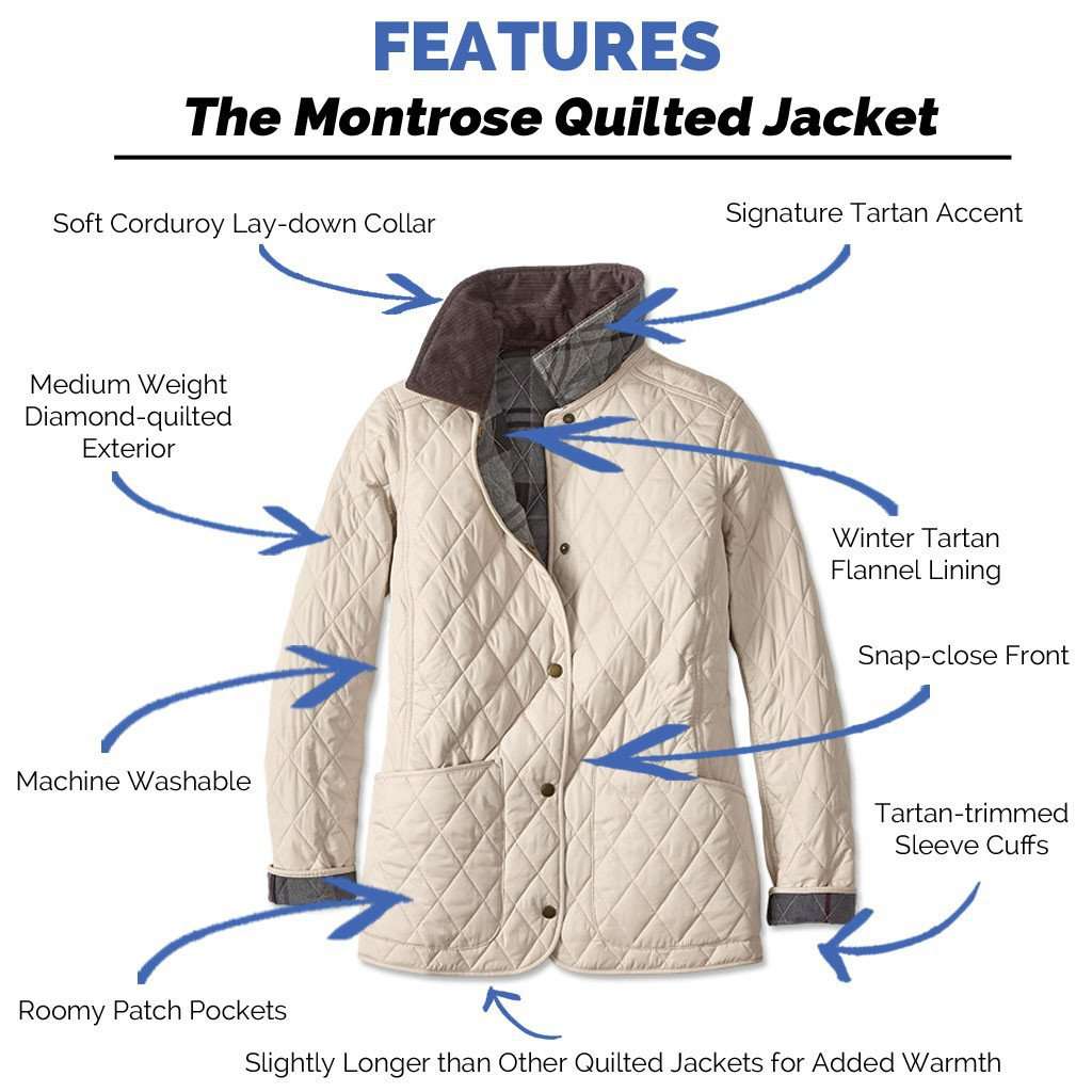 Montrose Quilted Jacket in Macadamia by Barbour - Country Club Prep