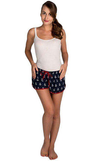 Anchors Women's Boxers in Navy by Malabar Bay - Country Club Prep
