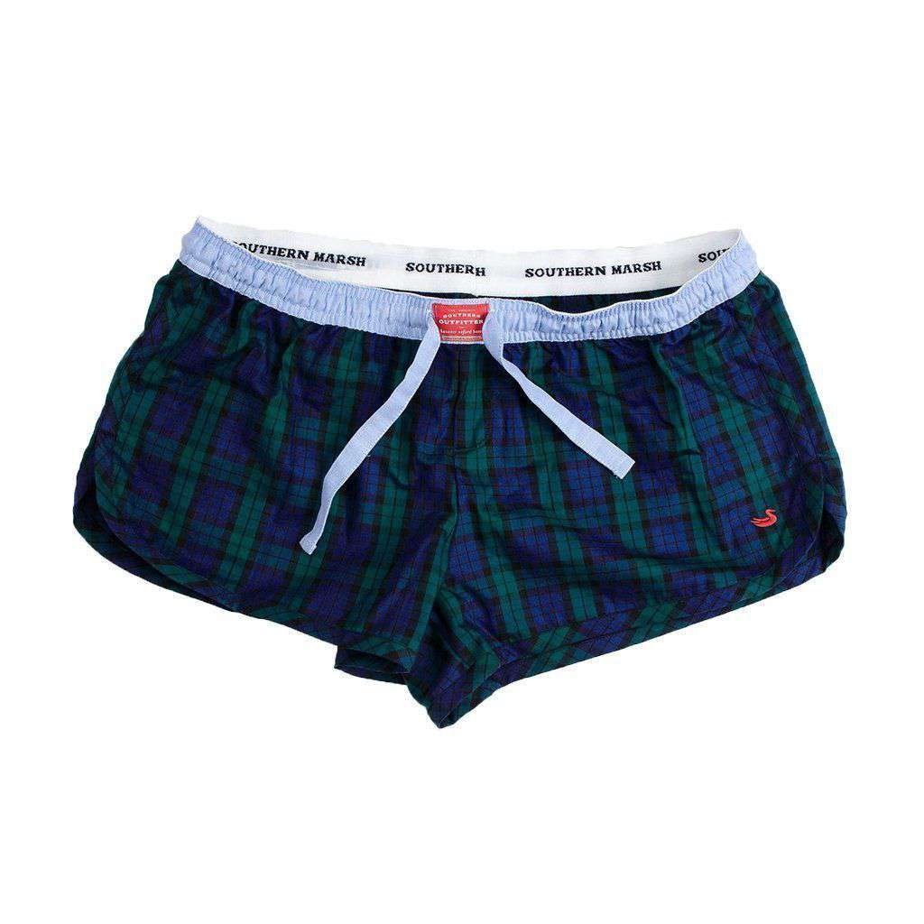 Chandler Tartan Lounge Short in Navy and Green by Southern Marsh - Country Club Prep