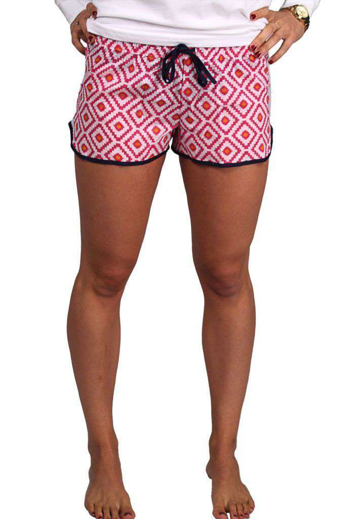 Diamond Print Women's Boxers in Pink by Malabar Bay - Country Club Prep