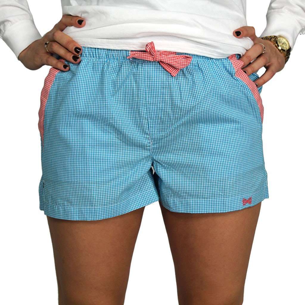 Lounge Short in Turquoise Seersucker by Frat Collection - Country Club Prep