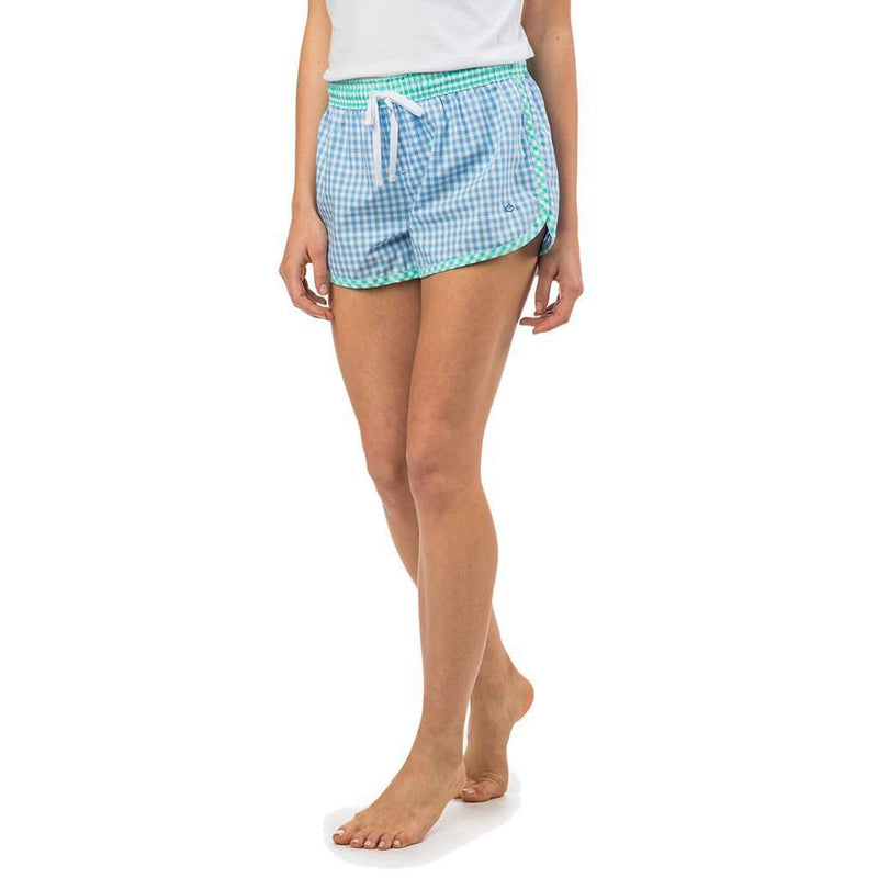 Women's Gingham Lounge Short in Ocean Channel by Southern Tide - Country Club Prep