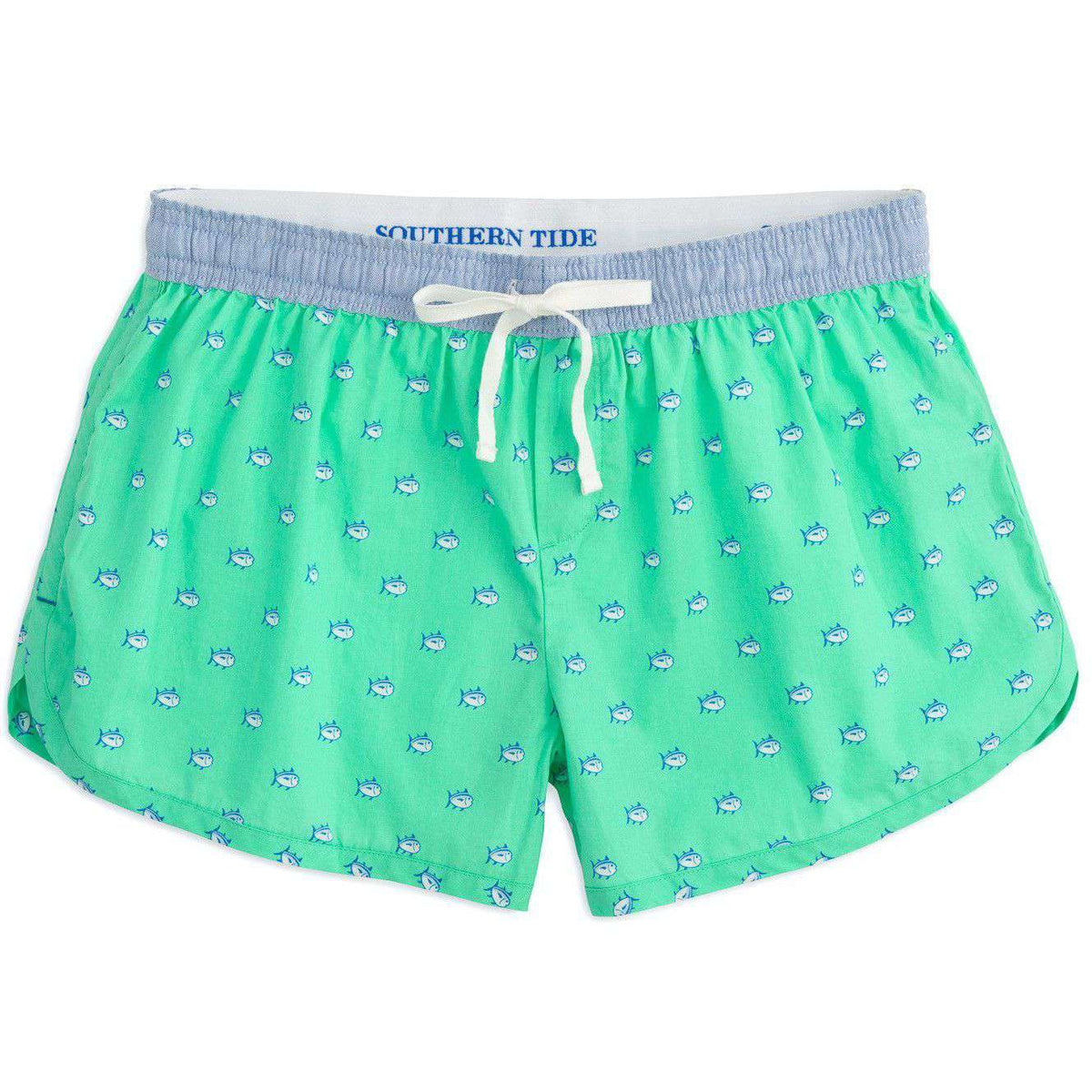 Women's Skipjack Lounge Short in Sea Glass with Blue Waistband by Southern Tide - Country Club Prep