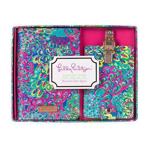 Luggage Tag and Passport Holder in Lilly's Lagoon by Lilly Pulitzer - Country Club Prep
