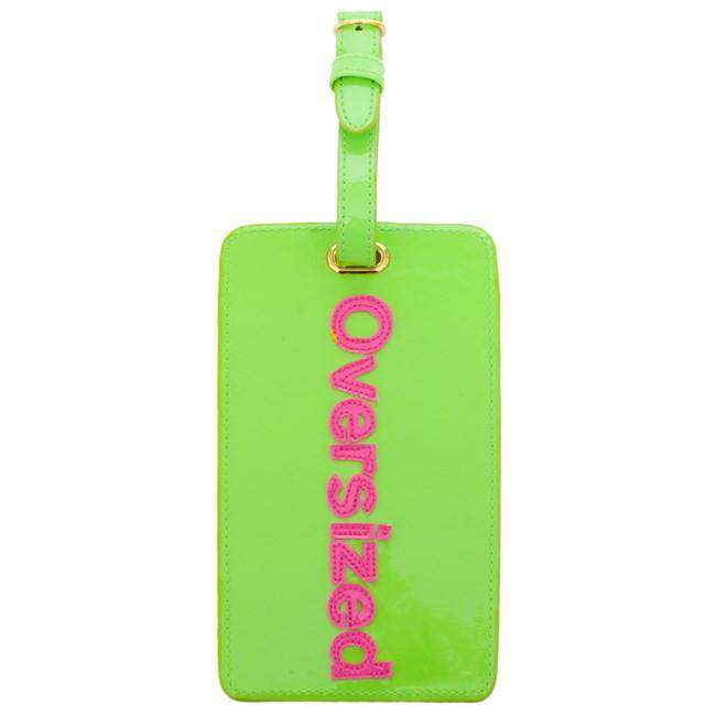 Luggage Tag in Green with Pink Oversized by Lolo - Country Club Prep
