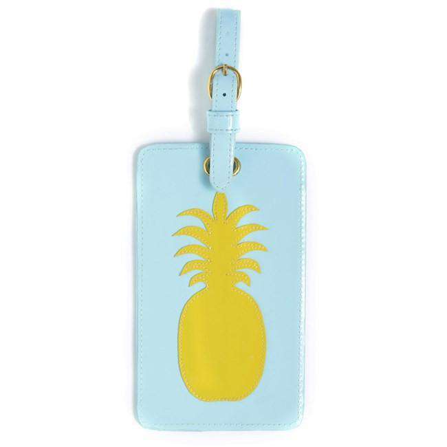 Luggage Tag in Light Blue with Yellow Pineapple by Lolo - Country Club Prep