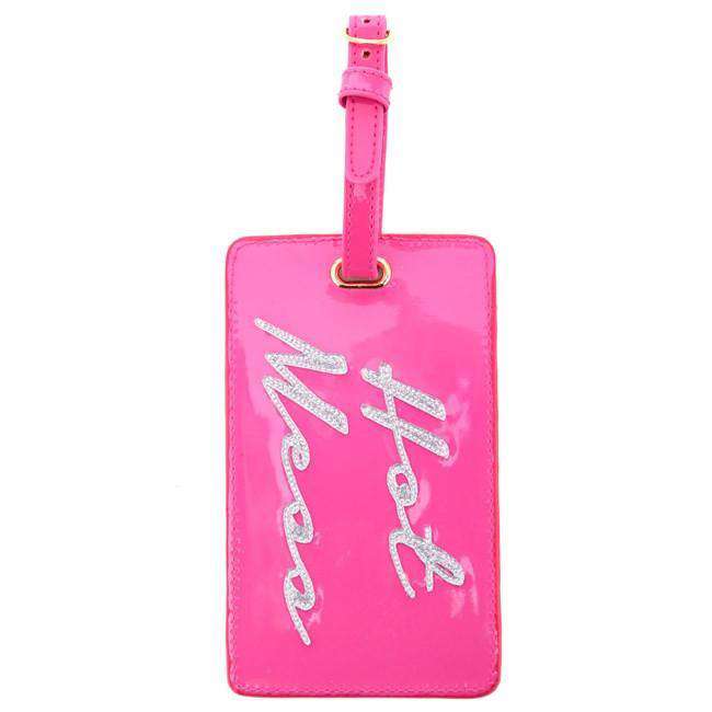 Luggage Tag in Pink with Silver Glitter Hot Mess by Lolo - Country Club Prep