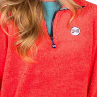 1/4 Zip Fleece in Coral by the Fraternity Collection - Country Club Prep