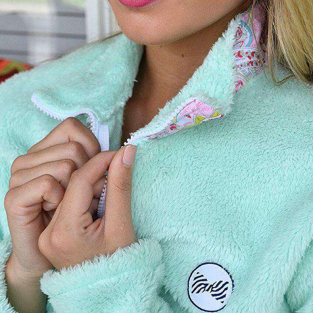 1/4 Zip Fleece in Mint Julep by the Fraternity Collection - Country Club Prep