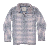 Big Plaid Frosty Tipped Women's Stadium Pullover in Blue by True Grit (Dylan) - Country Club Prep