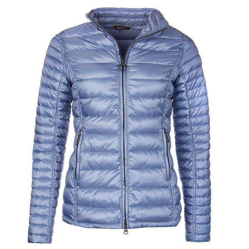 Clyde Short Baffle Quilted Jacket in Cool Blue by Barbour - Country Club Prep