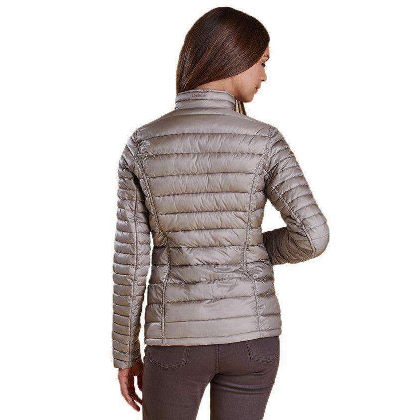 Clyde Short Baffle Quilted Jacket in Taupe by Barbour - Country Club Prep