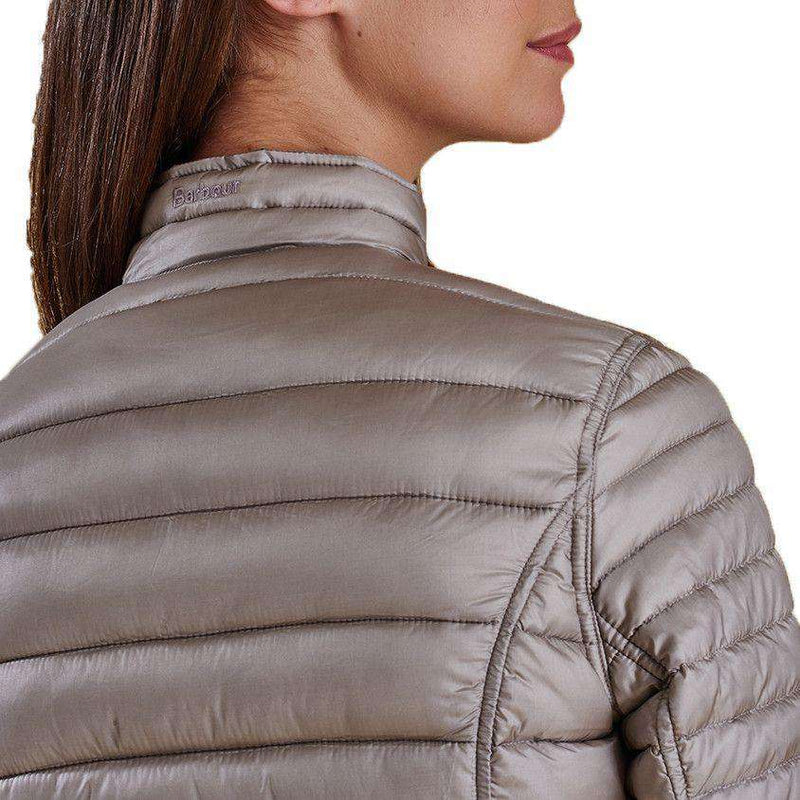 Clyde Short Baffle Quilted Jacket in Taupe by Barbour - Country Club Prep