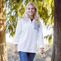 FieldTec Dune Pullover in White with Seersucker Pocket by Southern Marsh - Country Club Prep