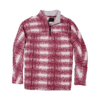 Frosty Tipped Big Plaid Pile 1/4 Zip Pullover in Vintage Wine by True Grit - Country Club Prep