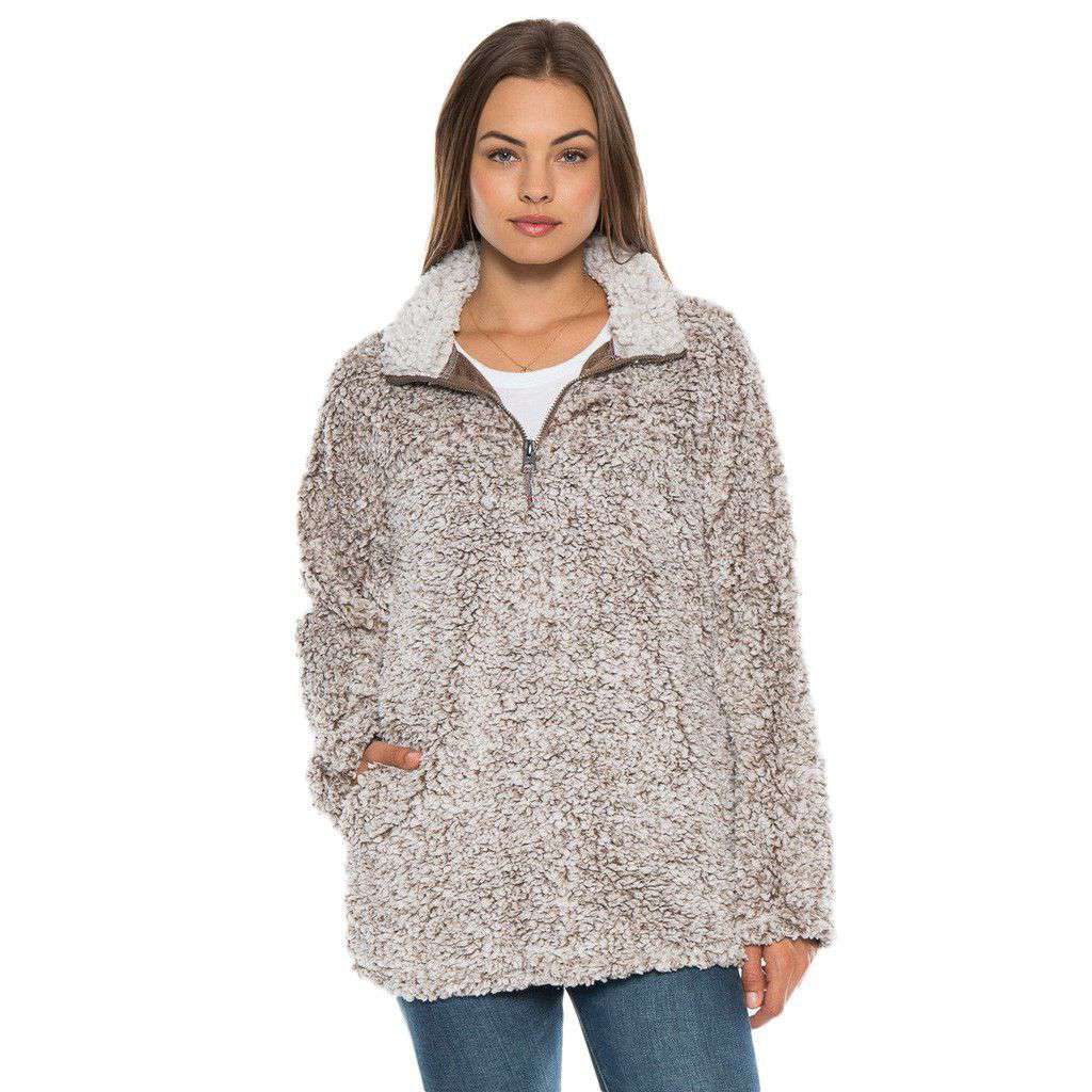 Frosty Tipped Women's Stadium Pullover in Brown by True Grit (Dylan) - Country Club Prep