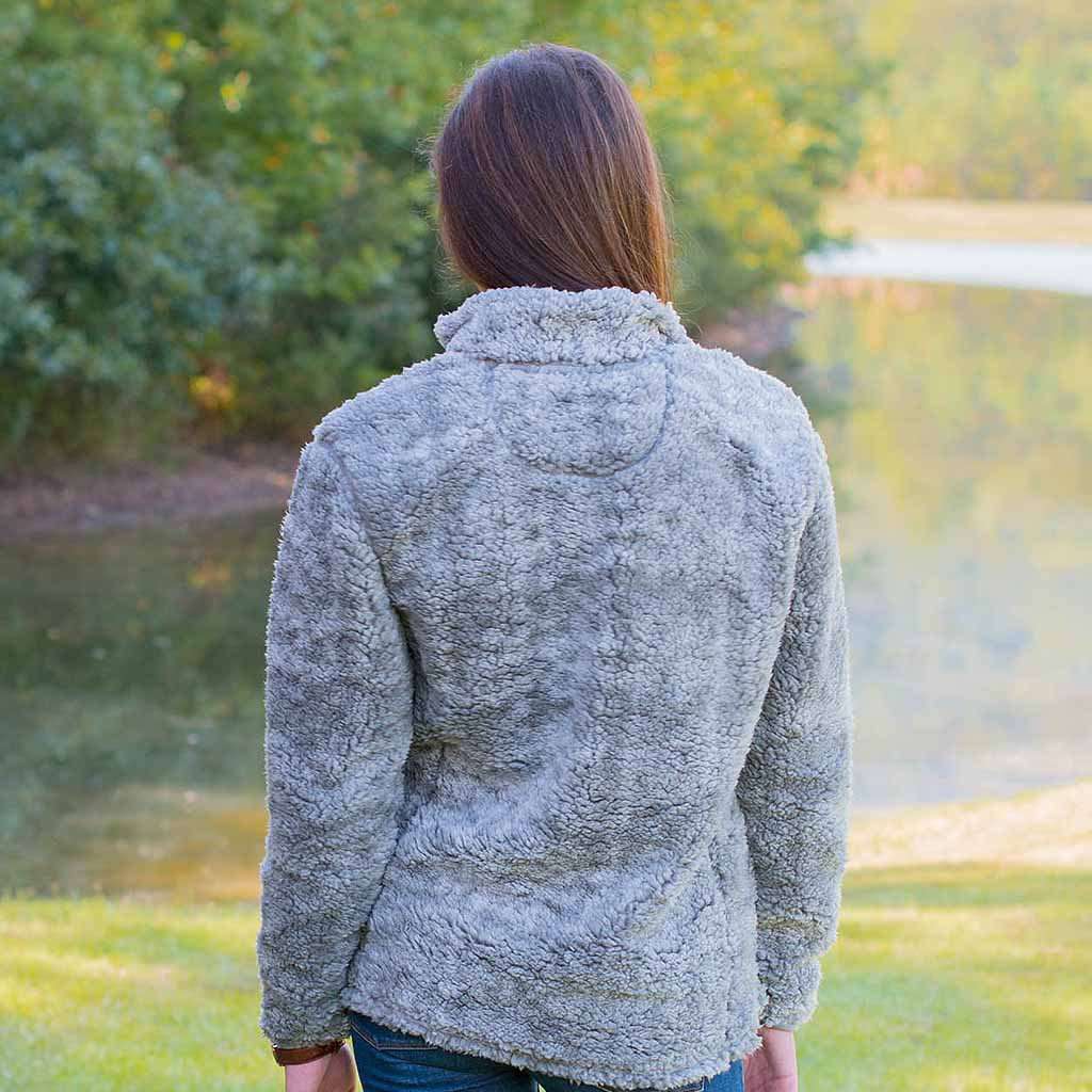 Heathered Quarter Zip Sherpa Pullover in Moon Mist Grey by The Southern Shirt Co. - Country Club Prep