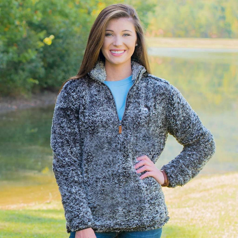 Heathered Quarter Zip Sherpa Pullover in Phantom Grey by The Southern Shirt Co. - Country Club Prep