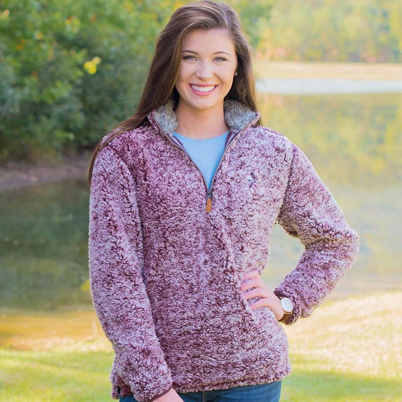 Heathered Quarter Zip Sherpa Pullover in Sassafras Red by The Southern Shirt Co. - Country Club Prep