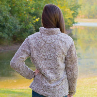 Heathered Quarter Zip Sherpa Pullover in Walnut Brown by The Southern Shirt Co. - Country Club Prep