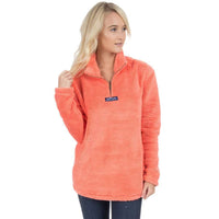 Linden Sherpa Pullover in Coral by Lauren James - Country Club Prep