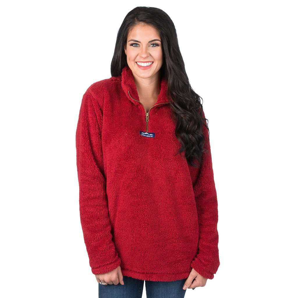 Linden Sherpa Pullover in Crimson by Lauren James - Country Club Prep