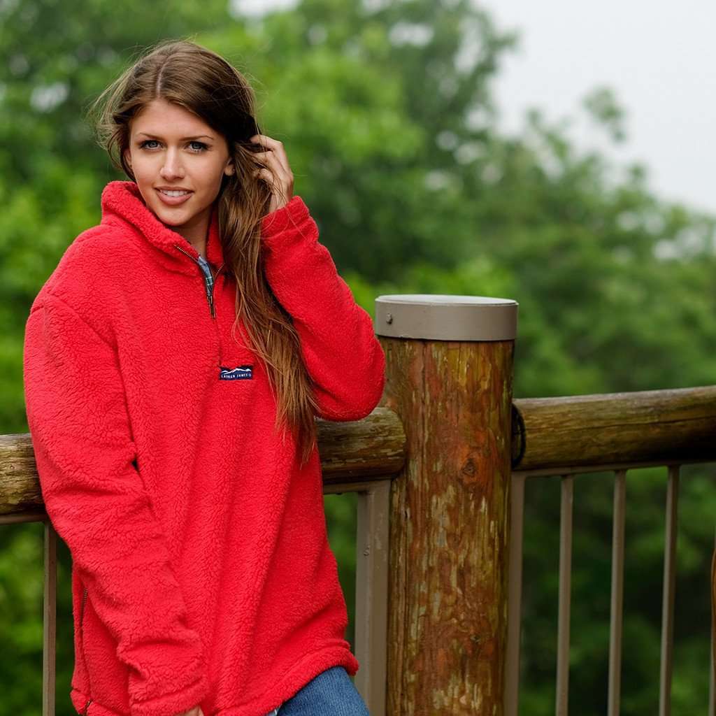 Linden Sherpa Pullover in Rose Red by Lauren James - Country Club Prep