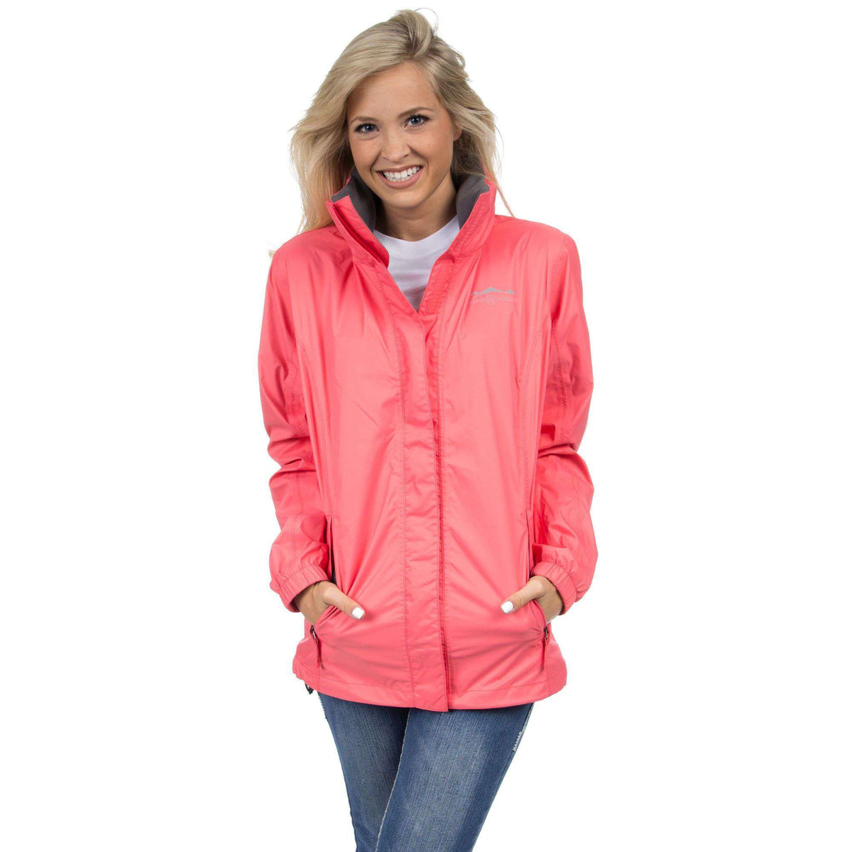 Preptec Rain Jacket in Coral by Lauren James - Country Club Prep