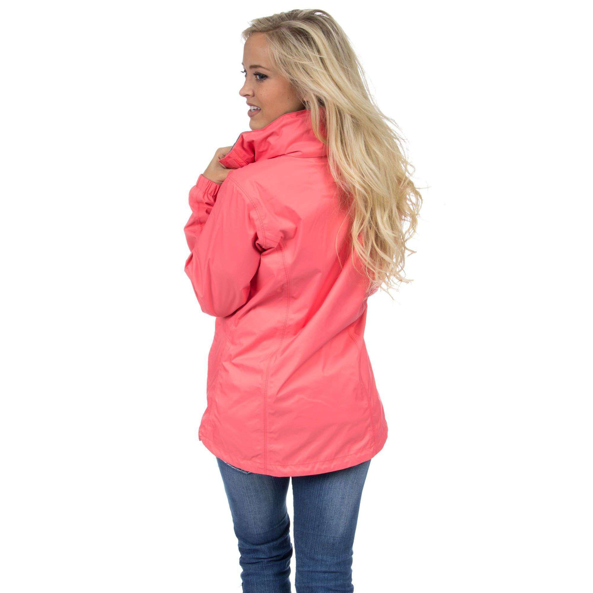 Lauren James Preptec Rain Jacket in Coral Country Club Prep