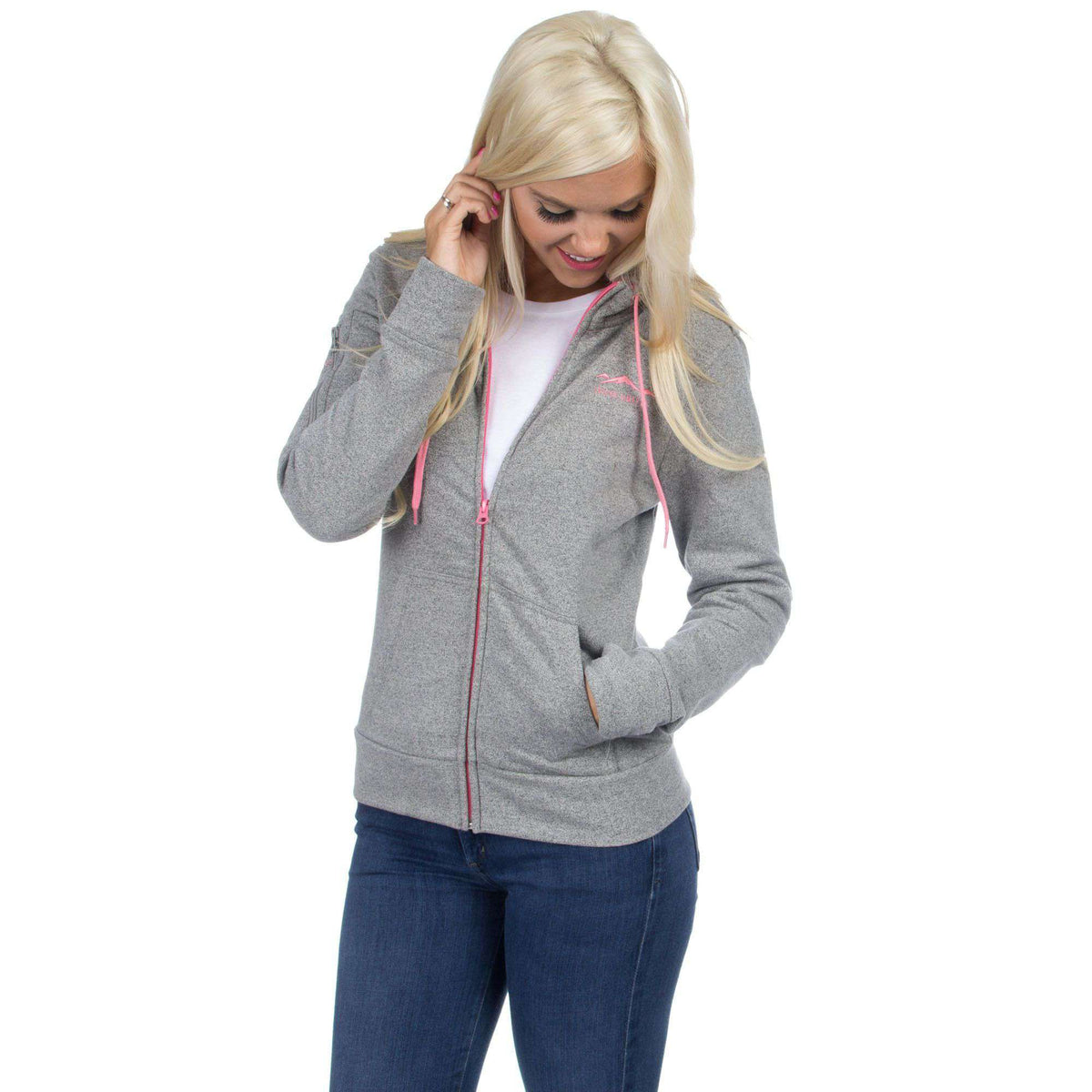 Preptec Zip Hoodie in Pink by Lauren James - Country Club Prep