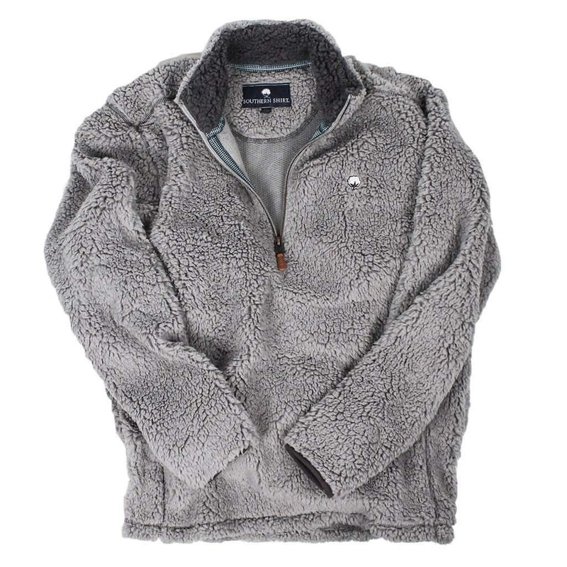 Quarter Zip Sherpa Pullover in Alloy Grey by The Southern Shirt Co. - Country Club Prep