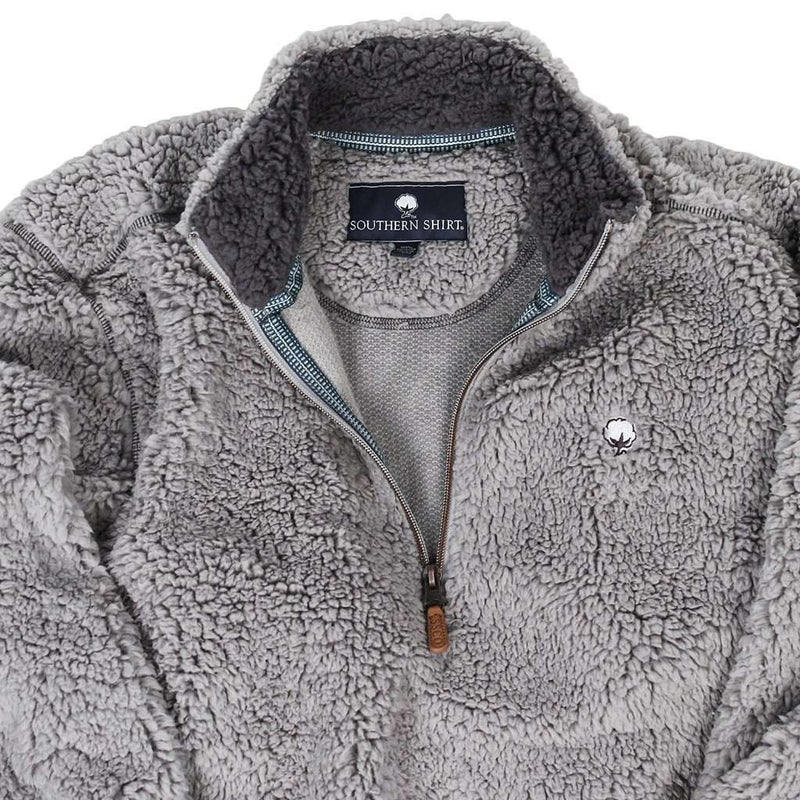 Quarter Zip Sherpa Pullover in Alloy Grey by The Southern Shirt Co. - Country Club Prep