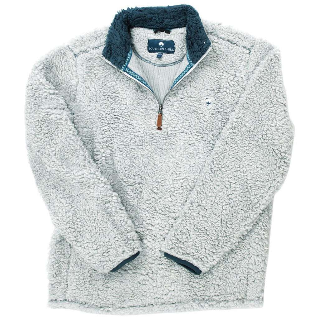 Southern Shirt Company Quarter Zip Sherpa Pullover in Pearl Blue