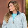 Quarter Zip Sherpa Pullover in Pearl Blue by The Southern Shirt Co. - Country Club Prep