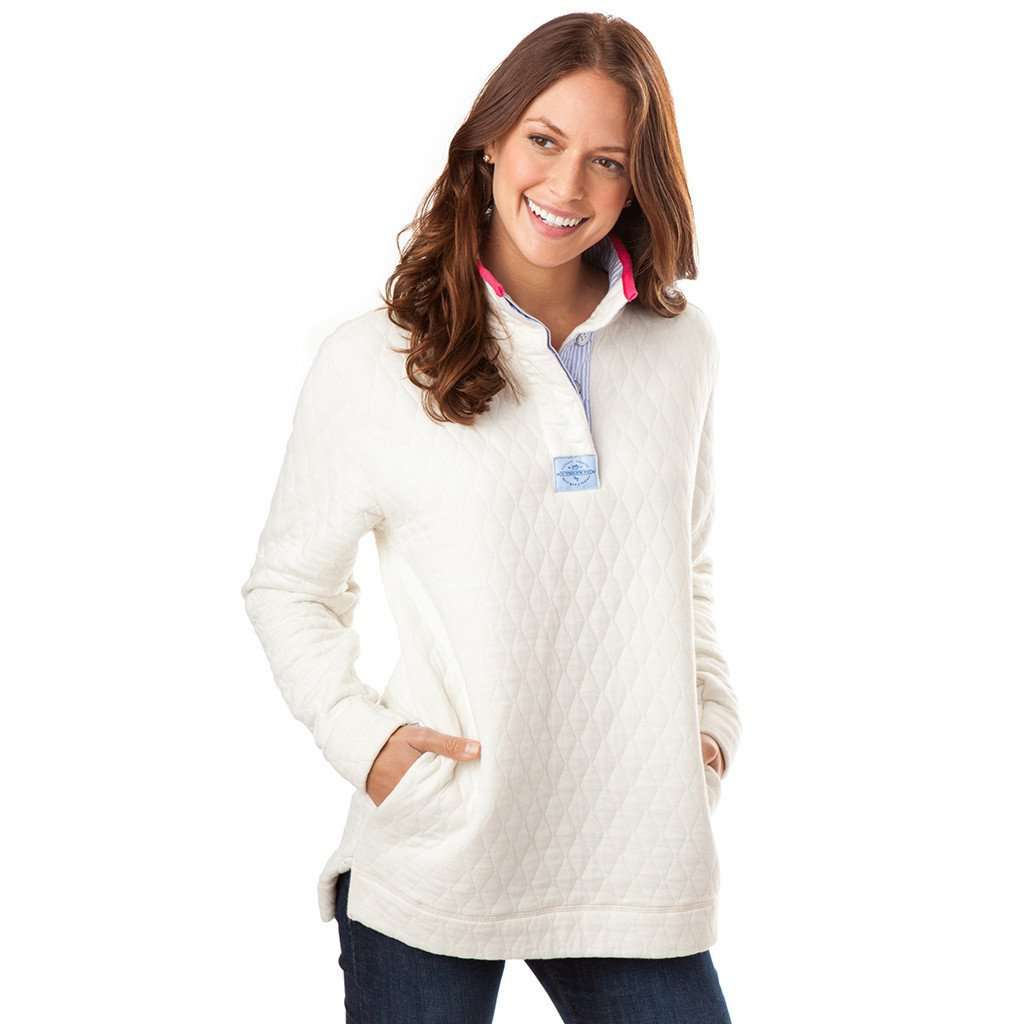 Quilted Skiptide Pullover in Marshmallow by Southern Tide - Country Club Prep