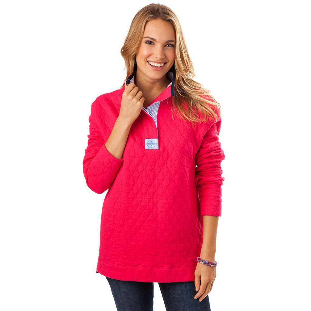 Quilted Skiptide Pullover in Raspberry by Southern Tide - Country Club Prep