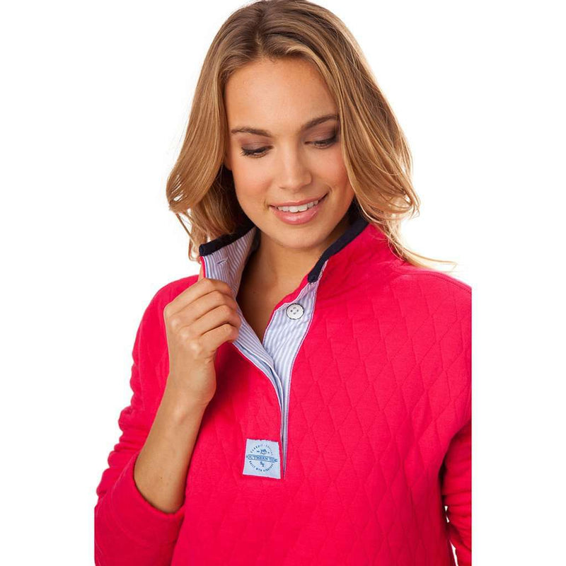 Quilted Skiptide Pullover in Raspberry by Southern Tide - Country Club Prep