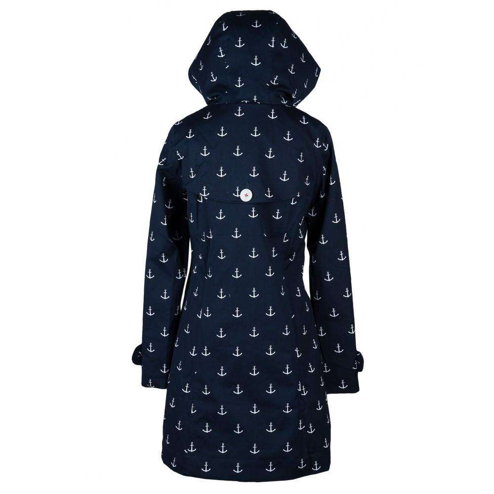 Rain Coat in Navy Anchors with Fuchsia Lining by Hatley - Country Club Prep