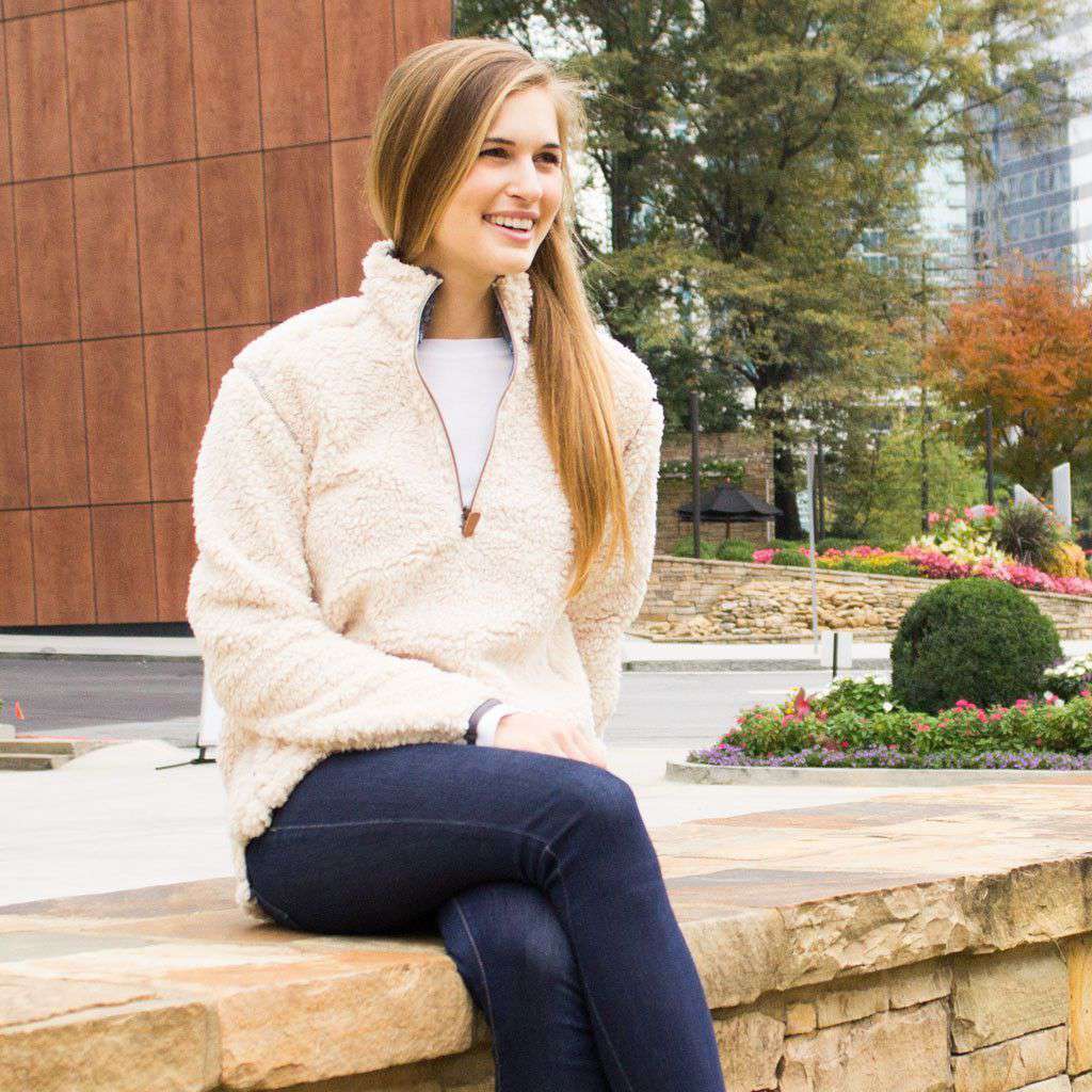 The Southern Shirt Sherpa Pullover with Pockets in Oyster Gray